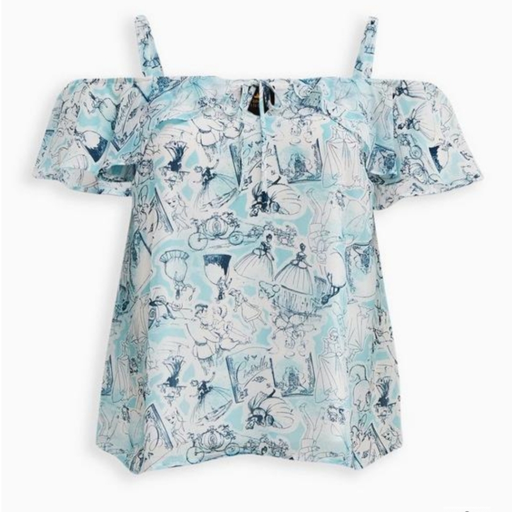 Disney Cinderella Flutter Sleeve Top - Chiffon Sketches Blue